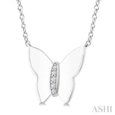 1/20 Ctw Butterfly Single Cut Diamond Fashion Pendant With Chain in Sterling Silver